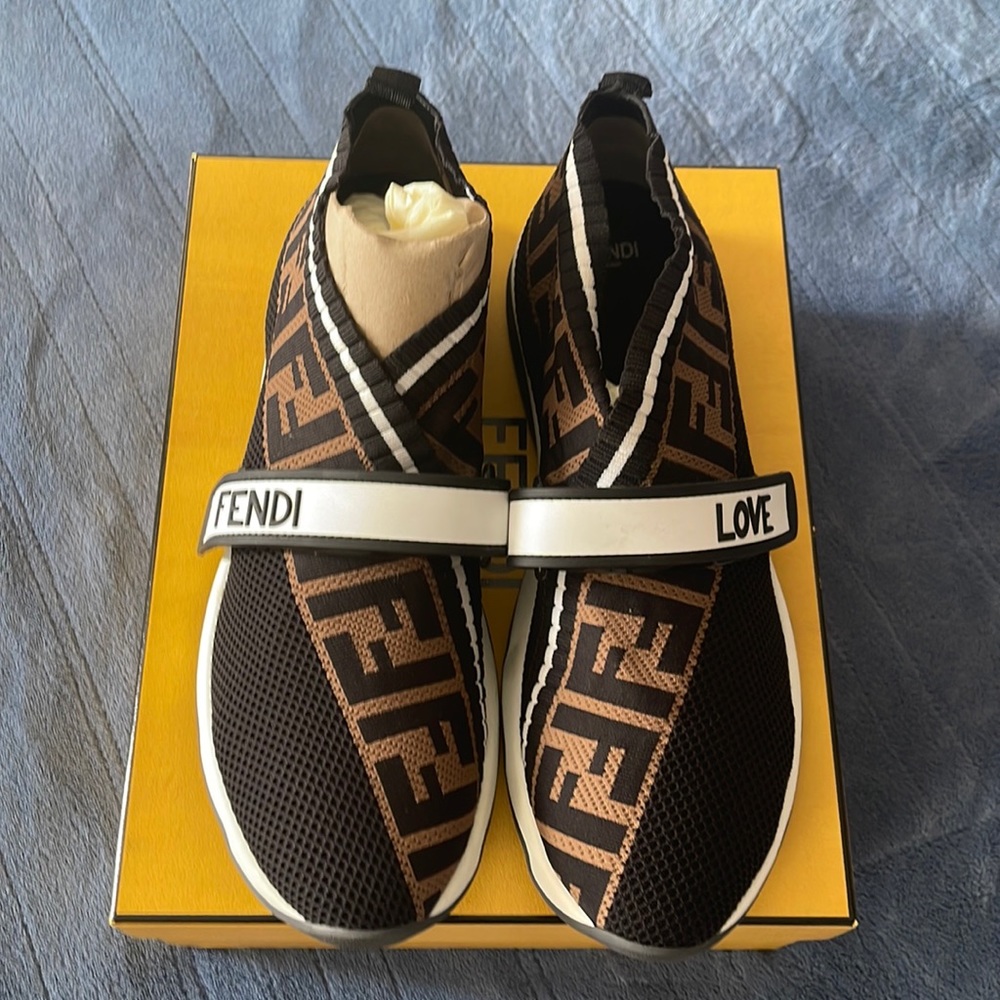 FENDI Rockoko FF Knit Sneakers Size 41/US 11